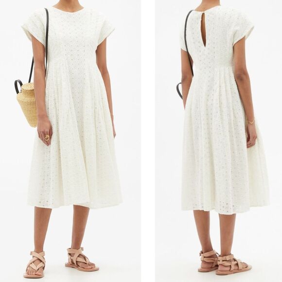 Merlette Millais Broderie Anglaise Cotton Midi Dress Size Medium - Picture 11 of 11